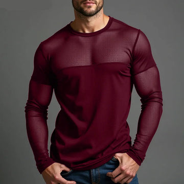 AIDASE  -  Sexy Fashion Style Tops New Men Mesh Design T-shirts Party Nightclub Male Hot Sale Long Sleeved Thin Camiseta S-5XL aidase-shop
